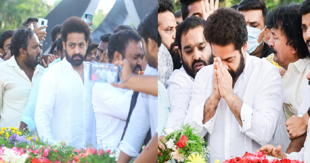 jr-ntr-at-ntr-ghat-for-his-grandfather-101-birthday